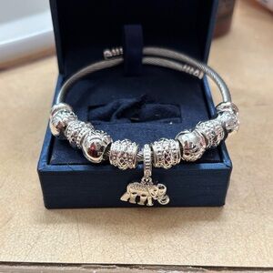 Elegant Silver Elephant Charm Bracelet